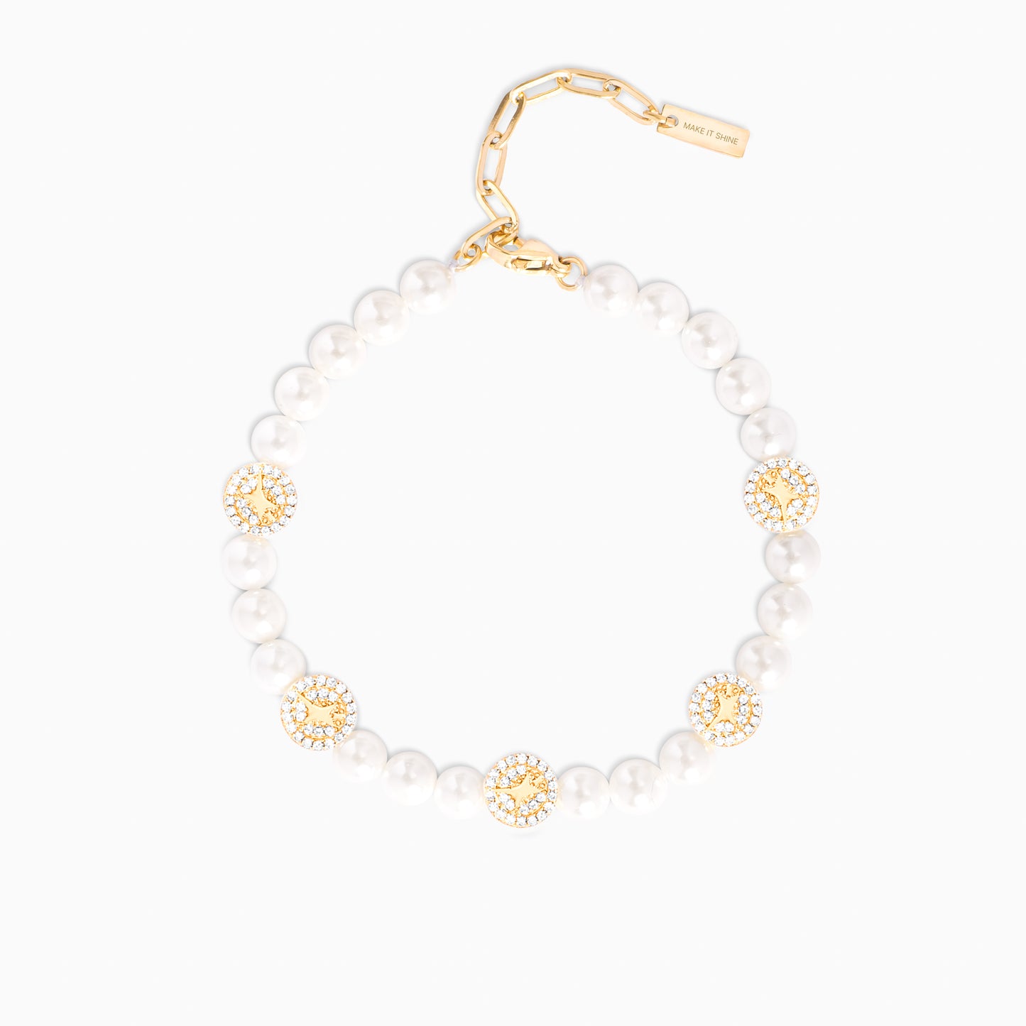 Gold Monogram Pearl Bracelet