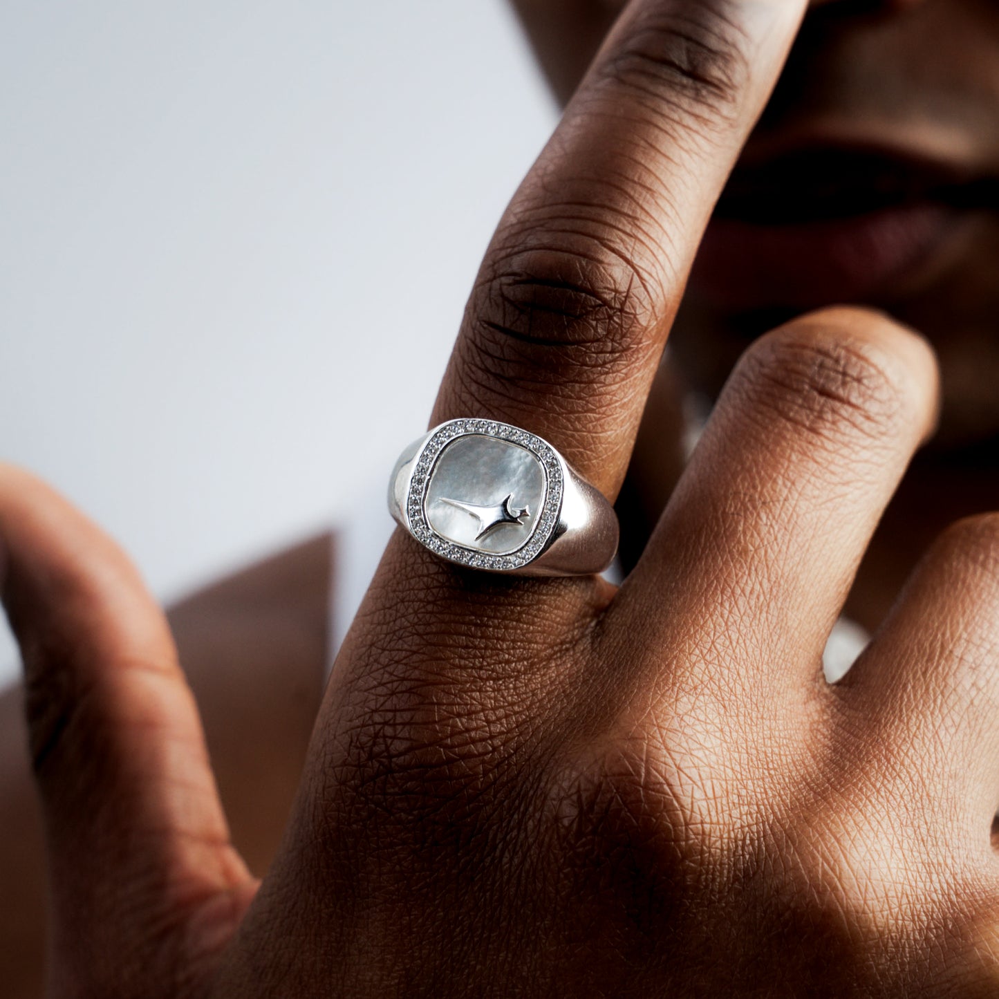 Iced Raw Ring Silver - White Pattern