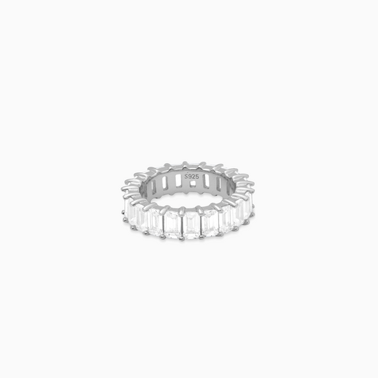 Baguette eternity ring silver - White