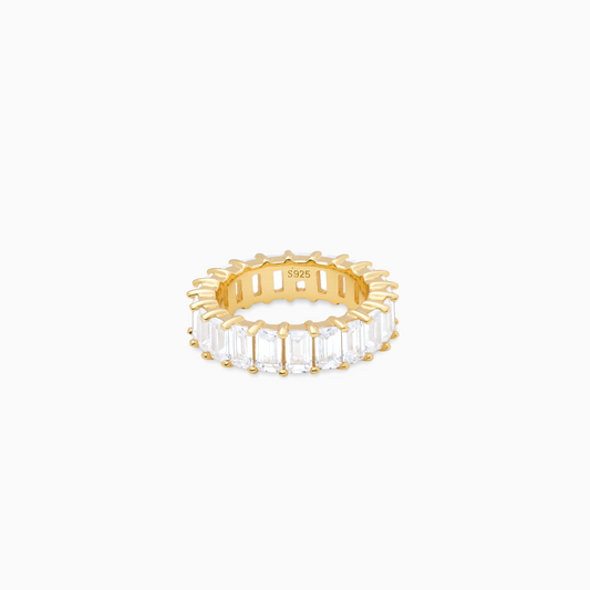 Baguette eternity ring gold - White