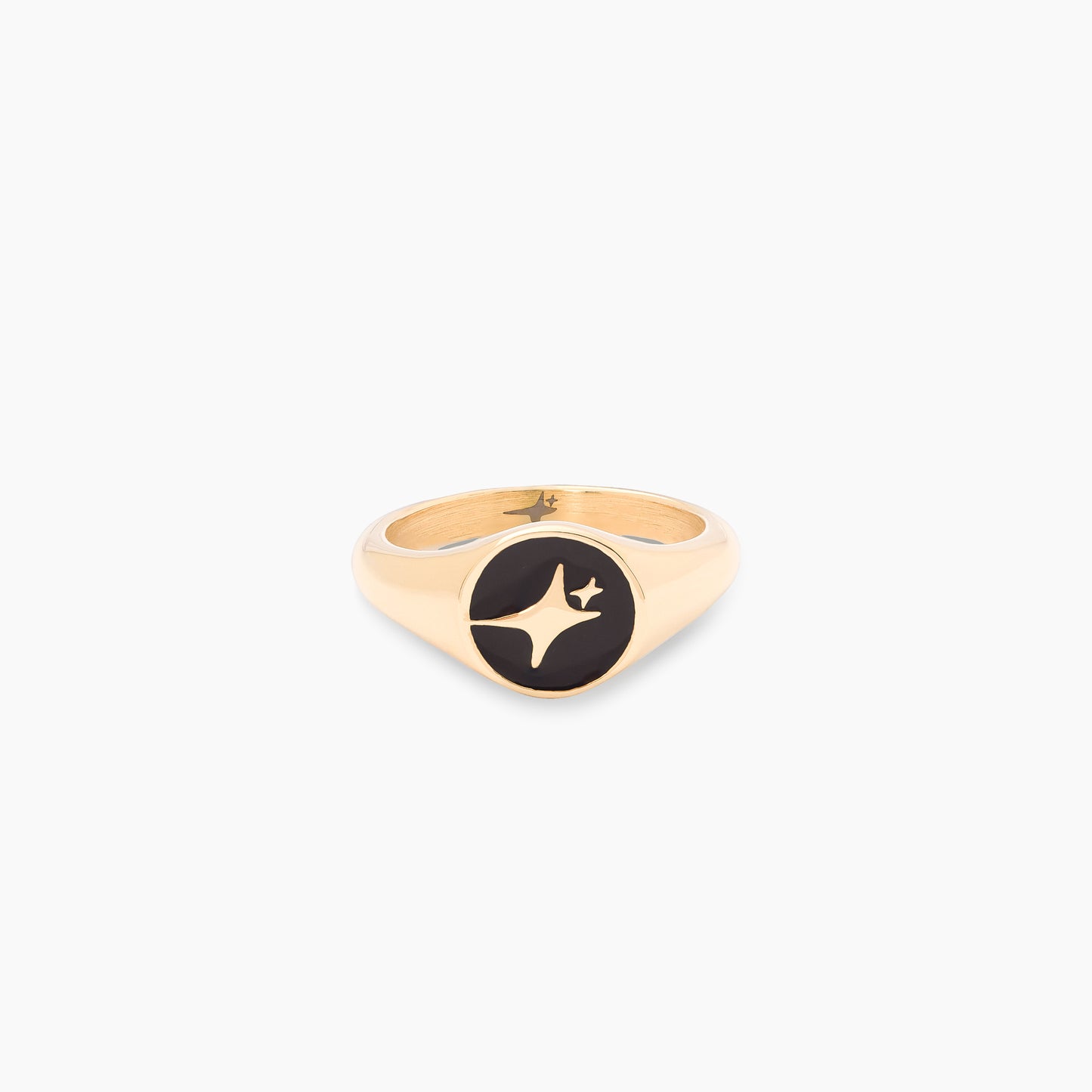 Signature Round signet ring gold