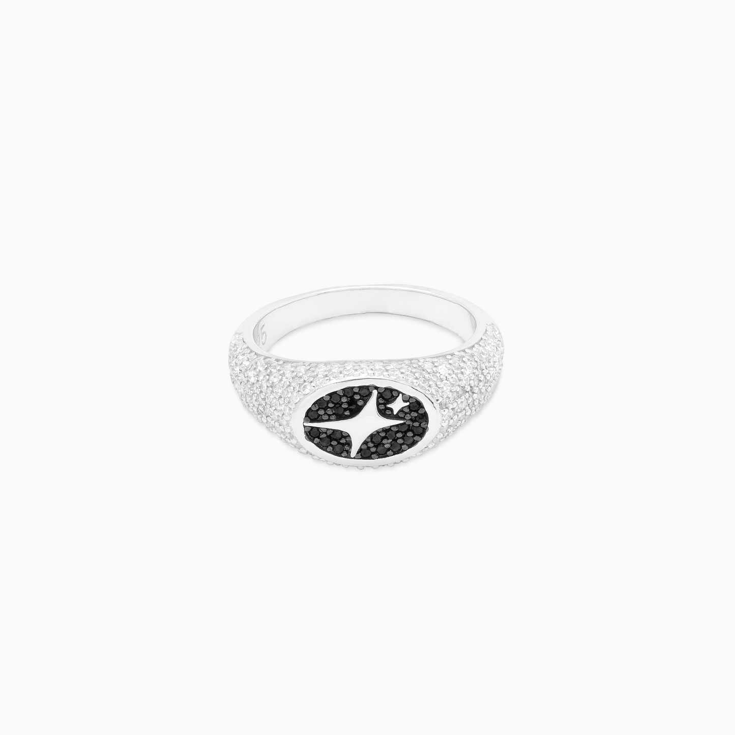 Iced Oval signet ring silver