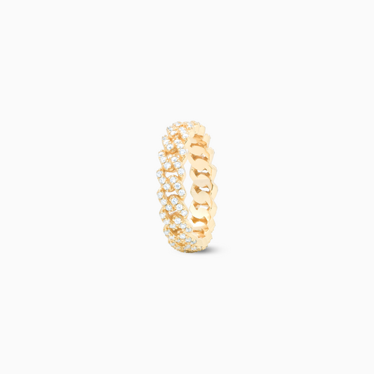 Slim Iced Cuban link ring dorée