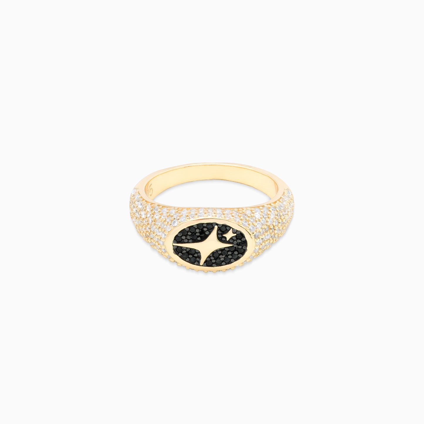 Iced Oval signet ring gold