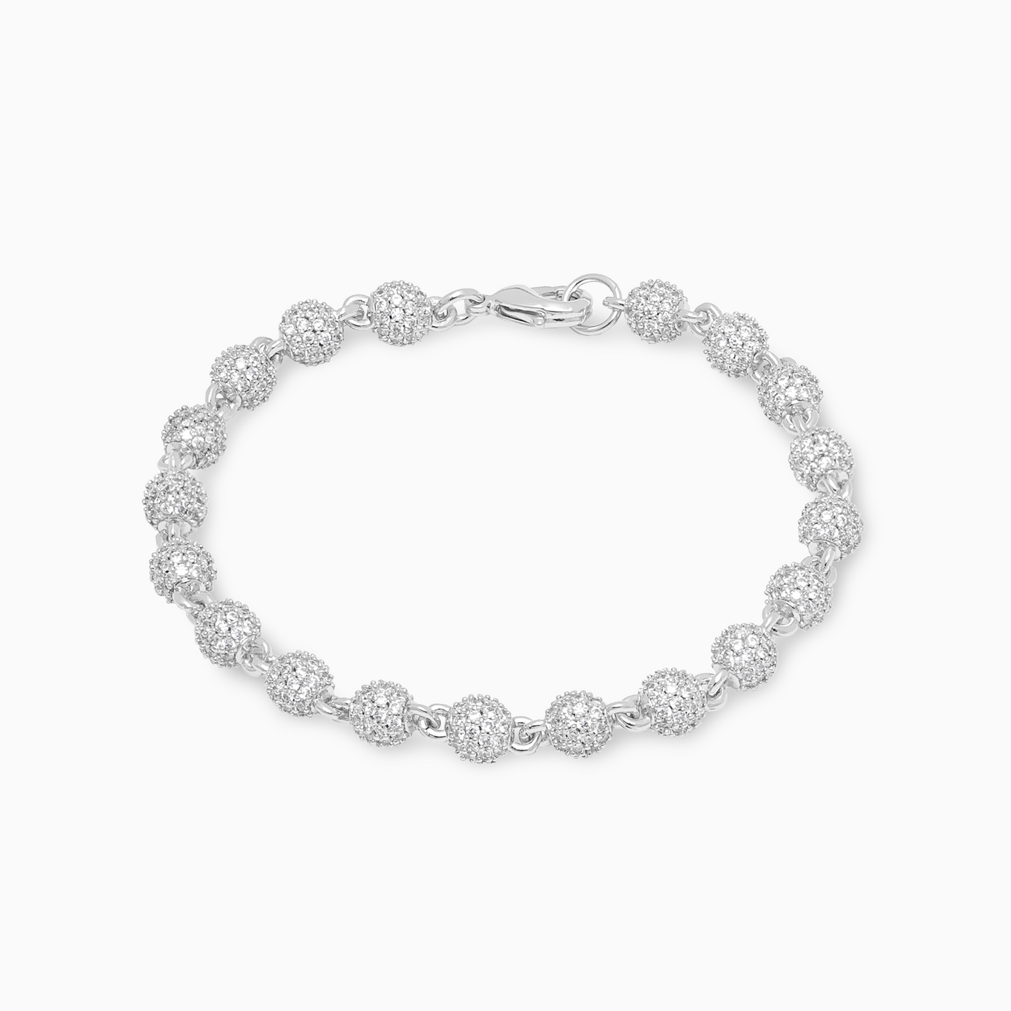 Bead link bracelet 6mm silver