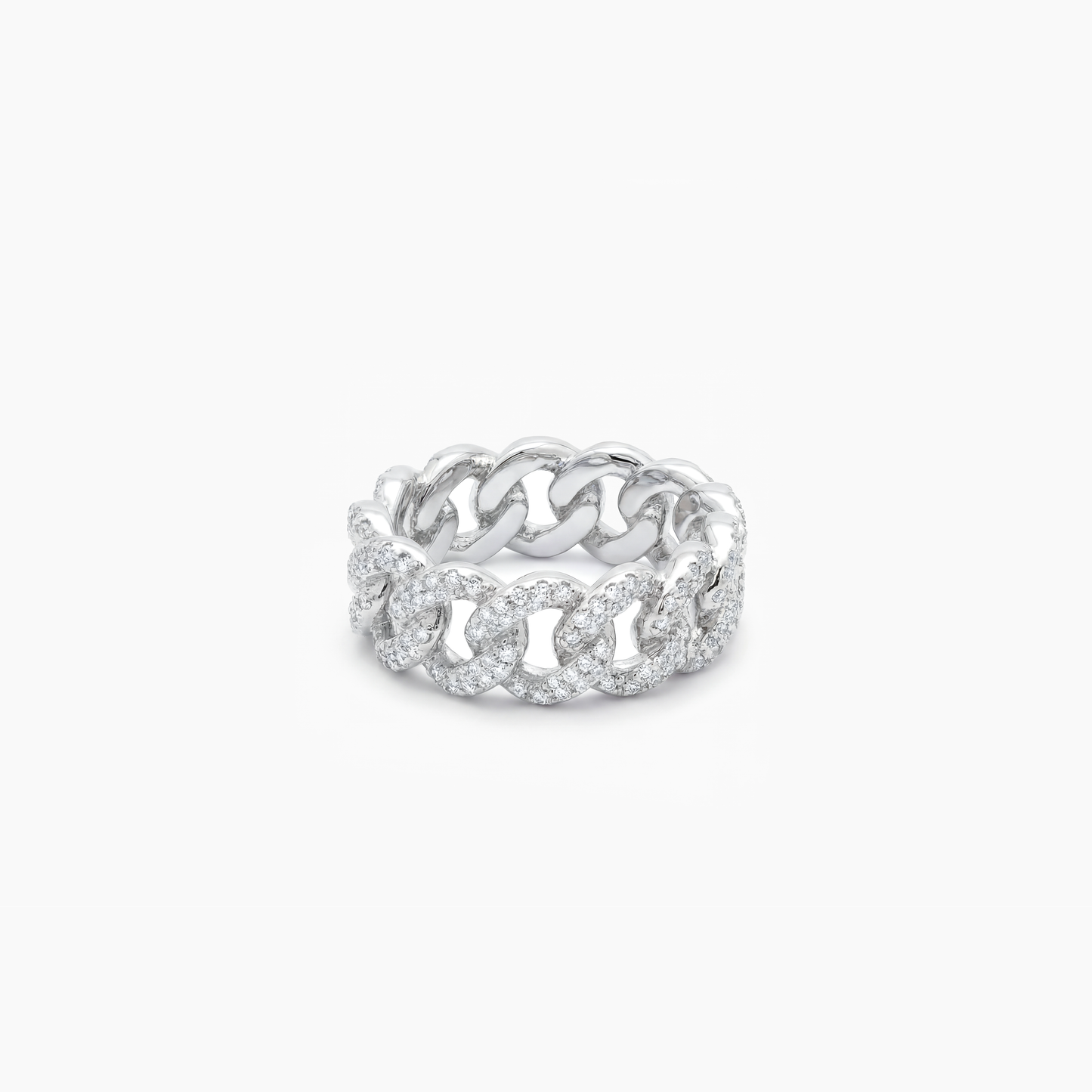 Iced Cuban link ring silver
