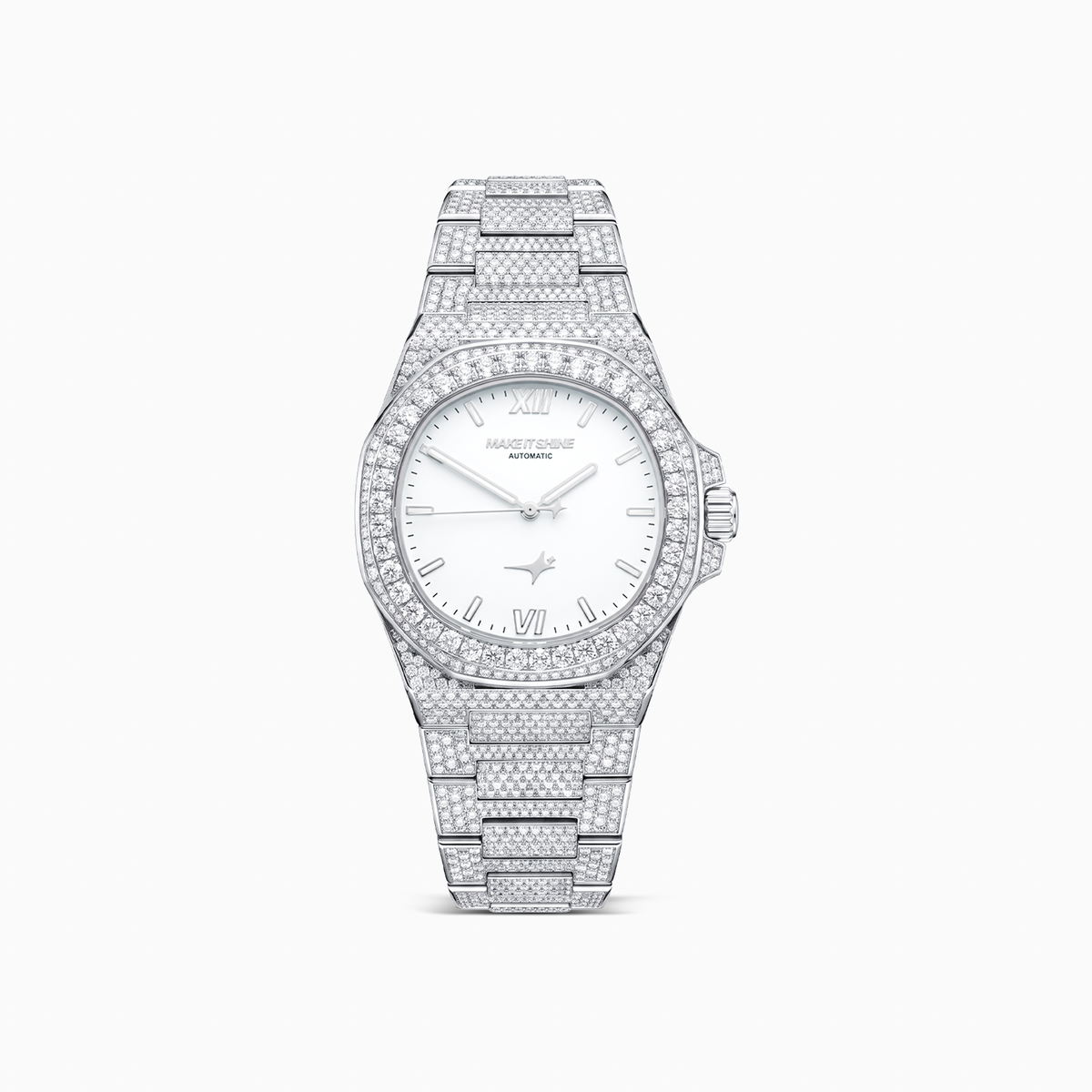 Iced ASON1 - Cadran Blanc & Bracelet Acier inoxydable 316L - Moissanite VVS