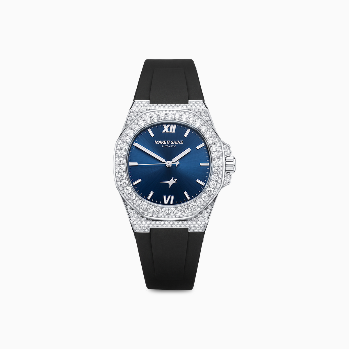 Iced ASON1 - Blue Dial & Rubber Strap - VVS Moissanite