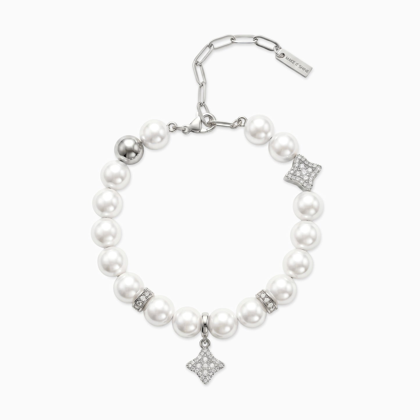 Bracelet Flower Pearl Argenté - Pierres Blanches