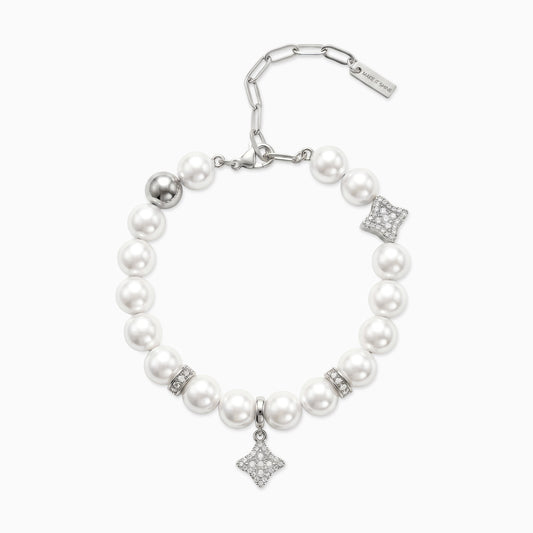 Bracelet Flower Pearl Argenté - Pierres Blanches
