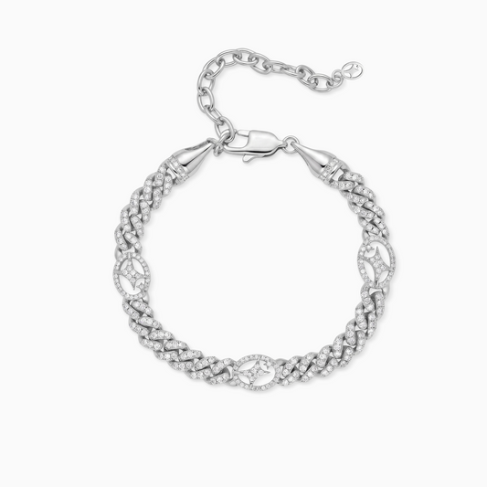 Signature Iced Cuban link Bracelet 5 mm Silver