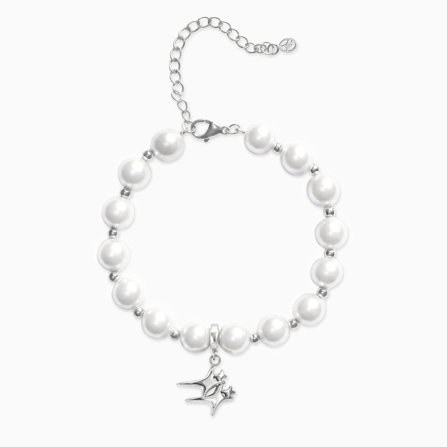 Bracelet Pearl Double Stars Argenté