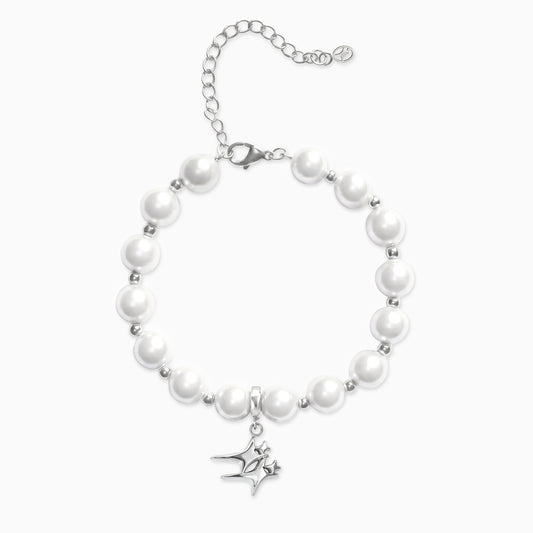 Bracelet Pearl Double Stars Argenté