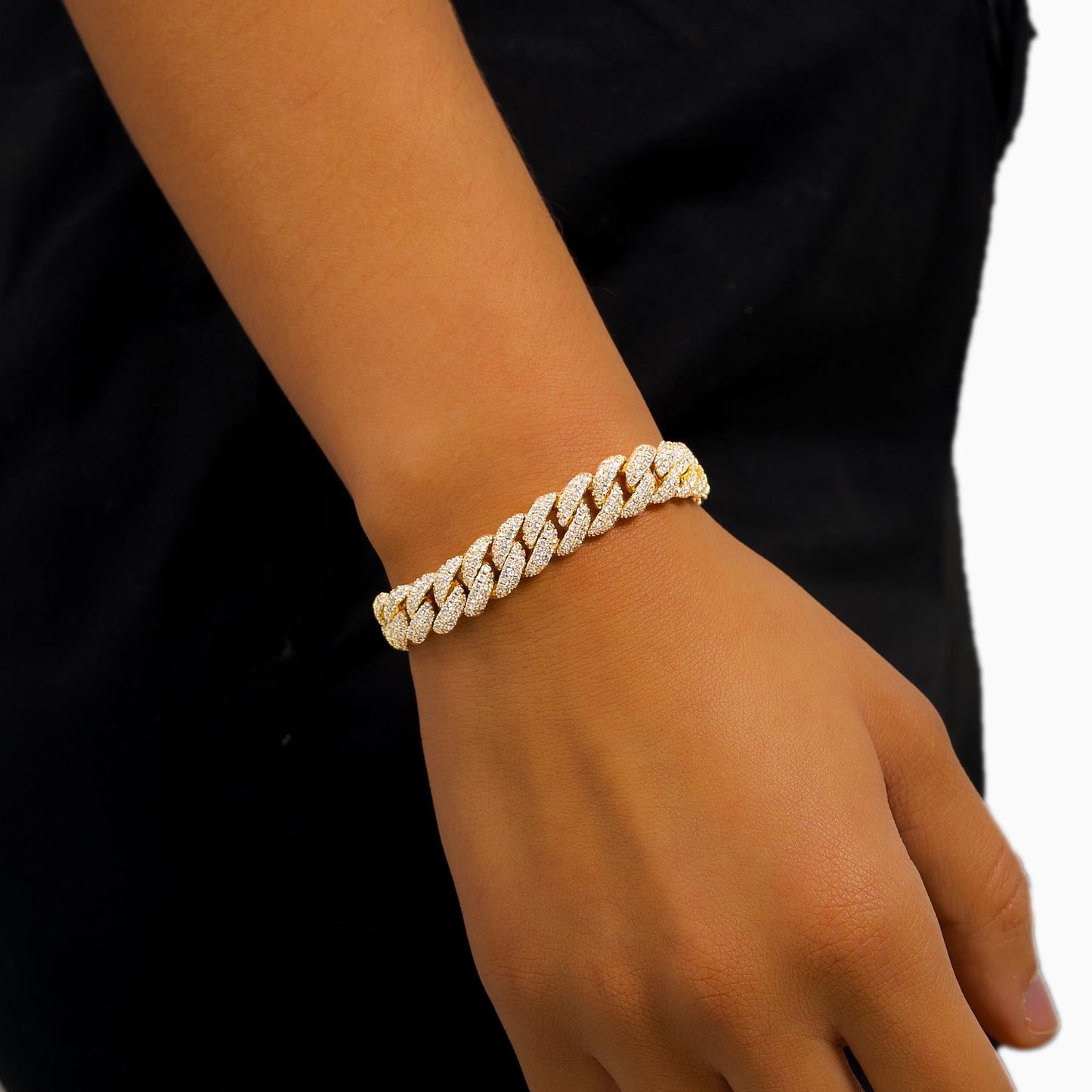 Bracelet Iced Cuban link 10 mm doré