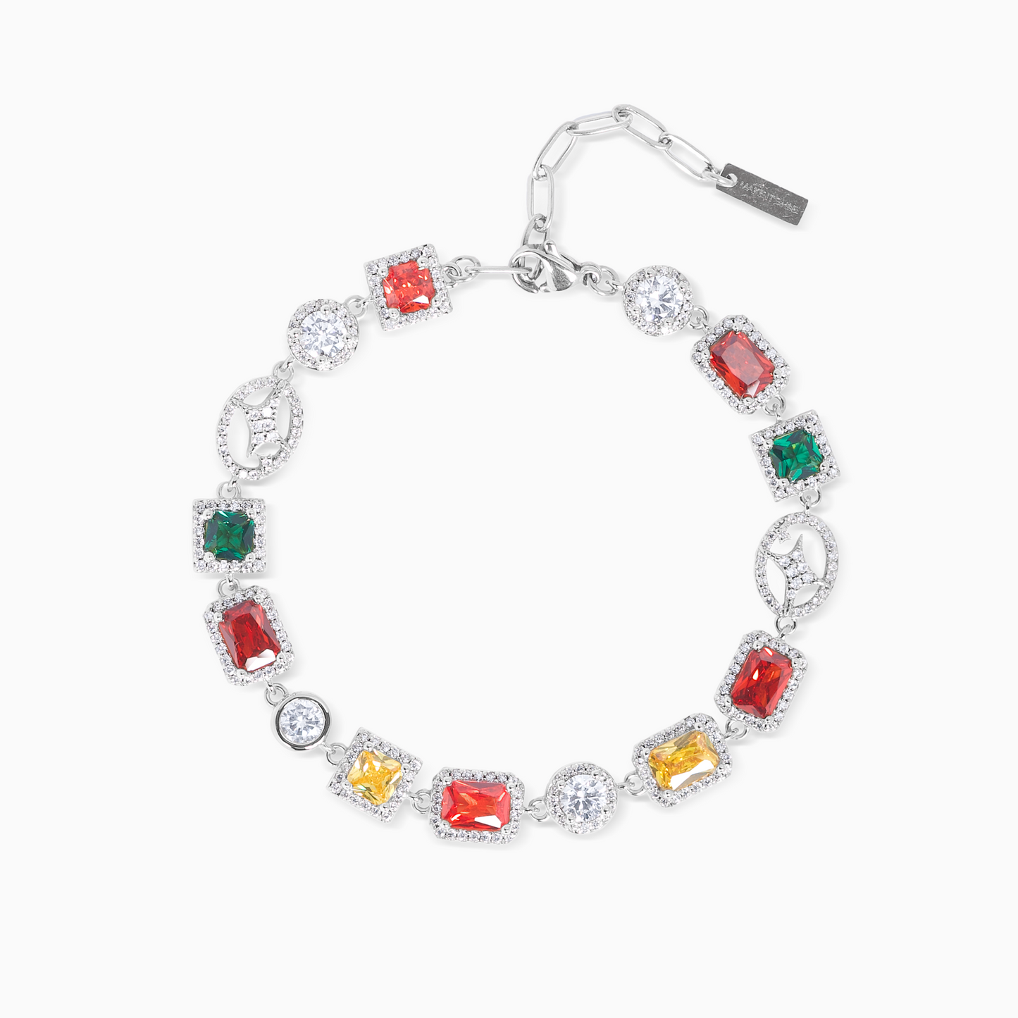 Multi Gemstone Bracelet 8 mm Silver