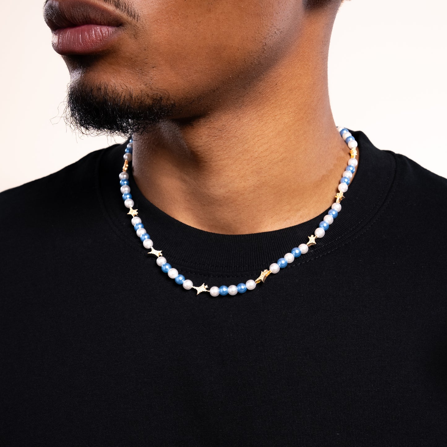 Signature Gold Pearl Chain - White and Blue