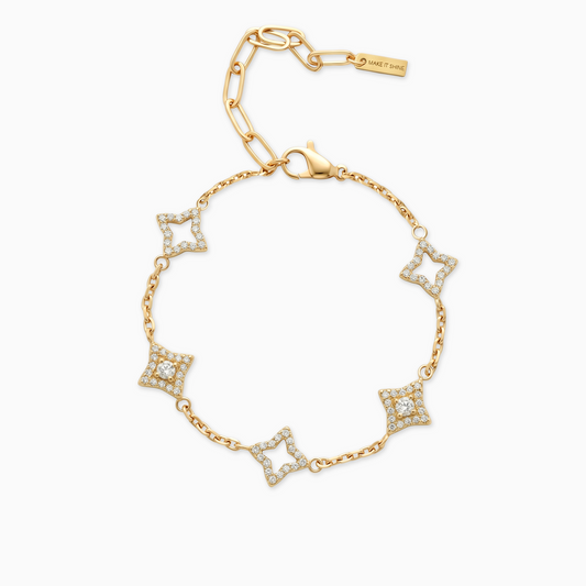 Mixed Star & Flower Bracelet Gold