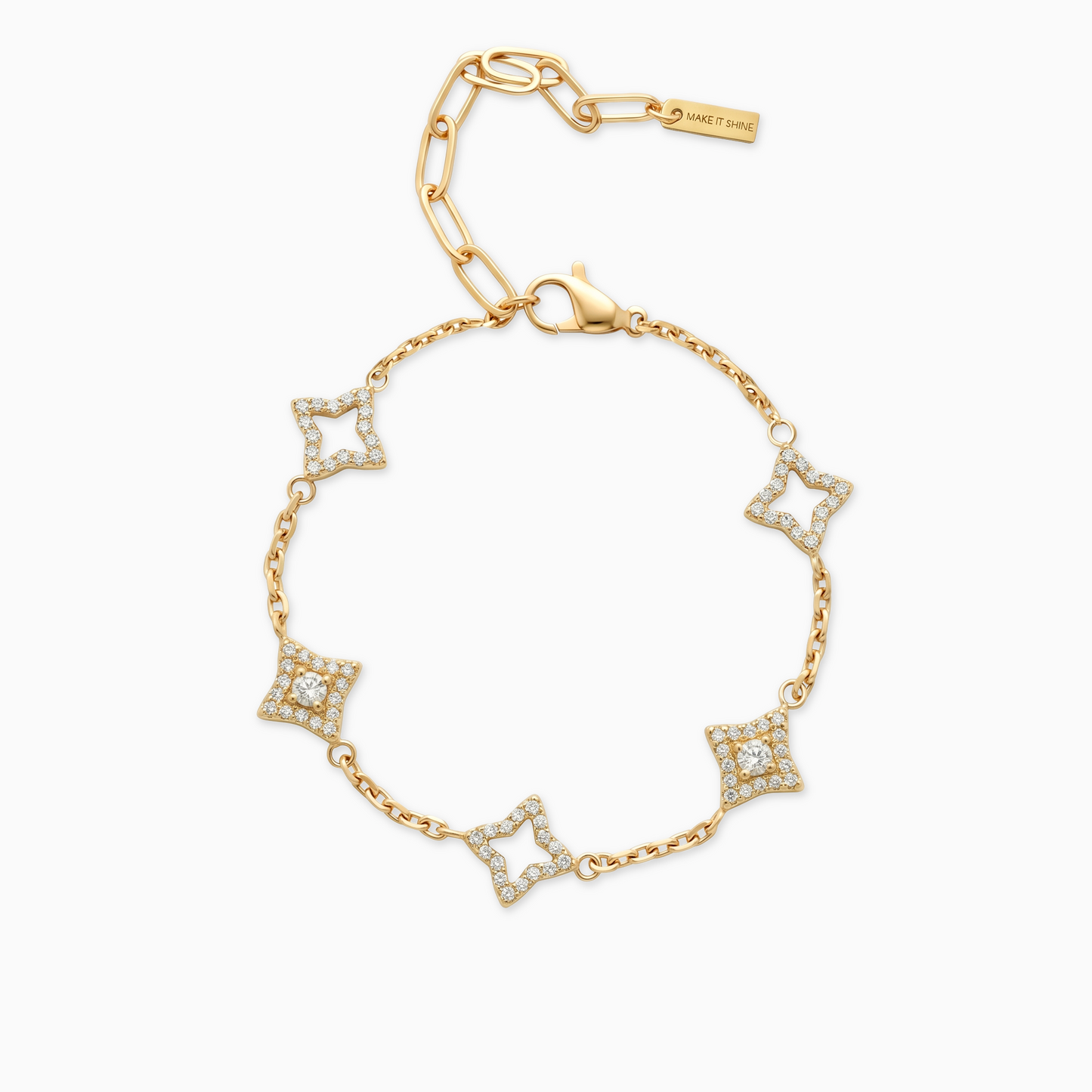 Mixed Star & Flower Bracelet Gold