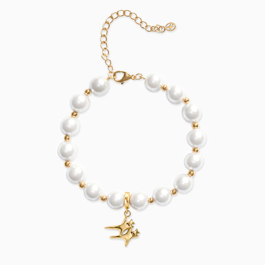 Bracelet Pearl Double Stars Doré