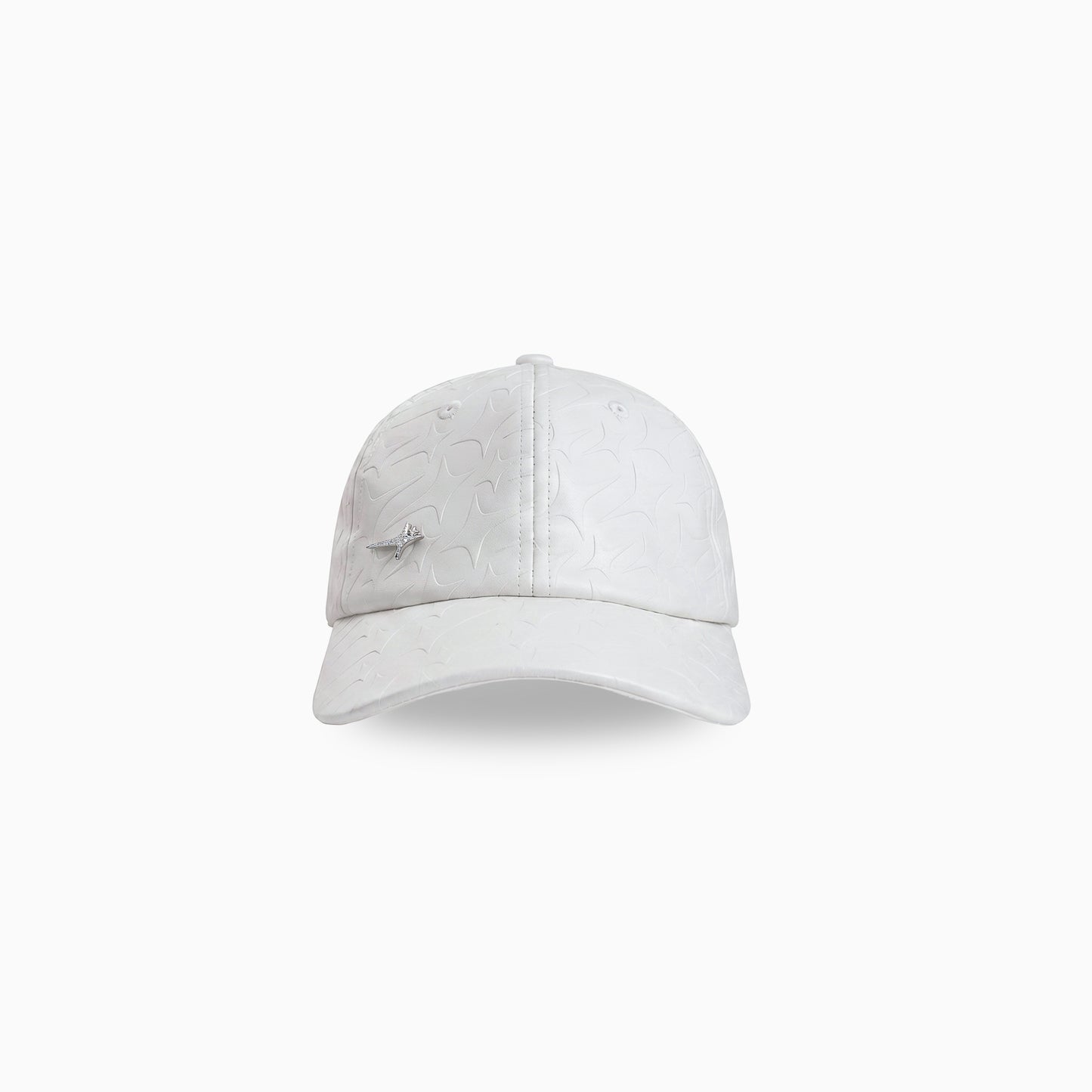 Leather Monogram Cap - White & Moissanite