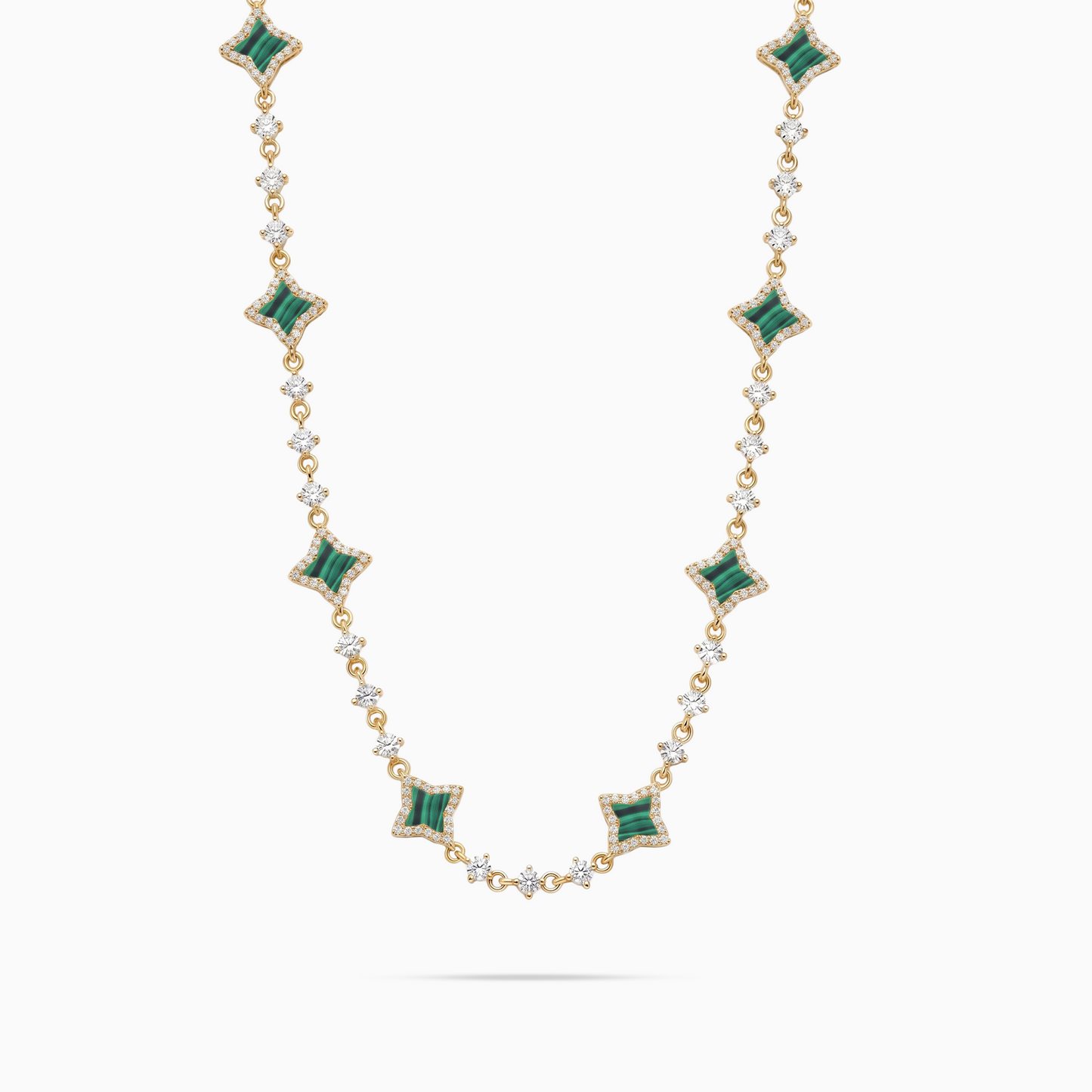 Gold Flower Tennis Chain - Green