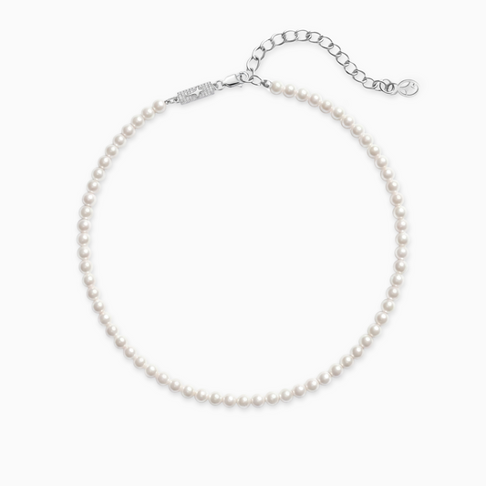 Chaîne perlée 4 mm argentée