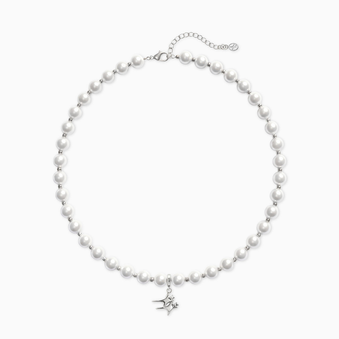 Silver Double Stars Beaded Chain