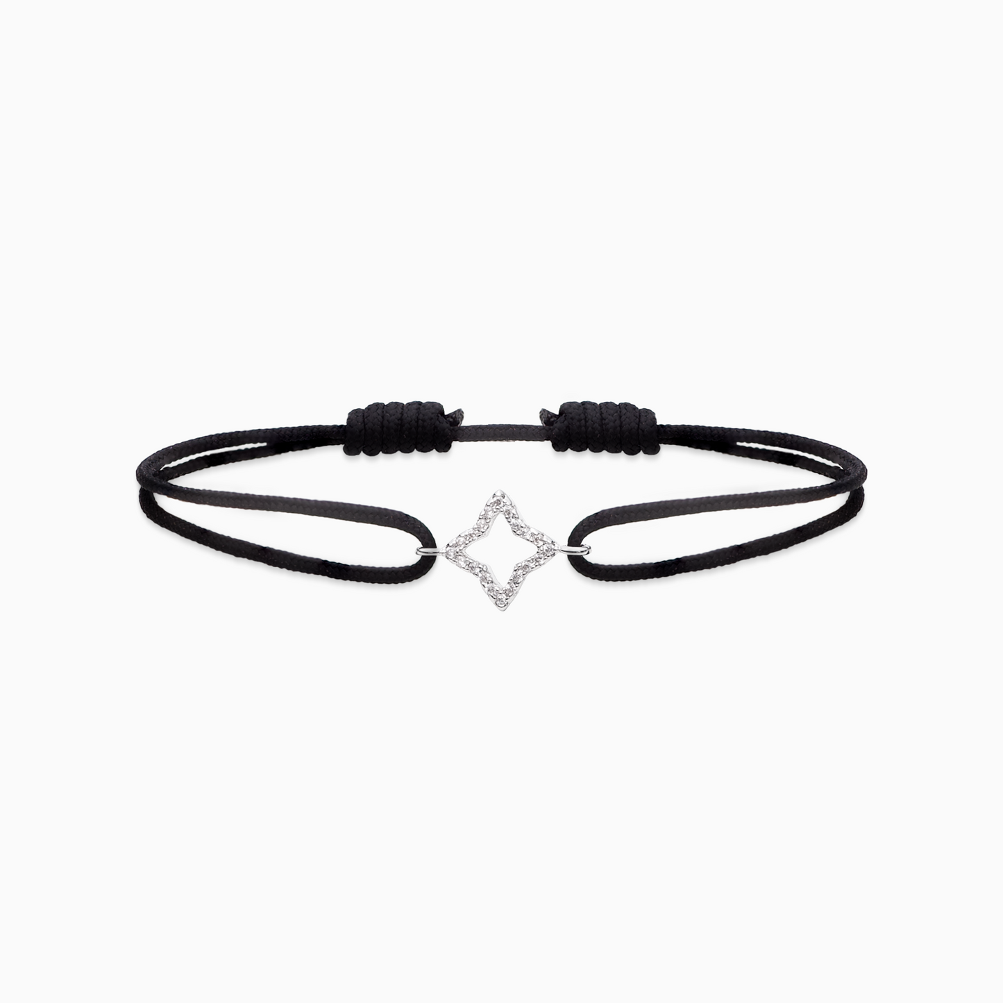 Bracelet cordon Hollow Flower - Noir