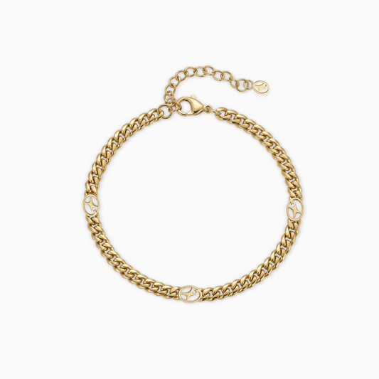 Bracelet Cuban link 4 mm Signature Doré
