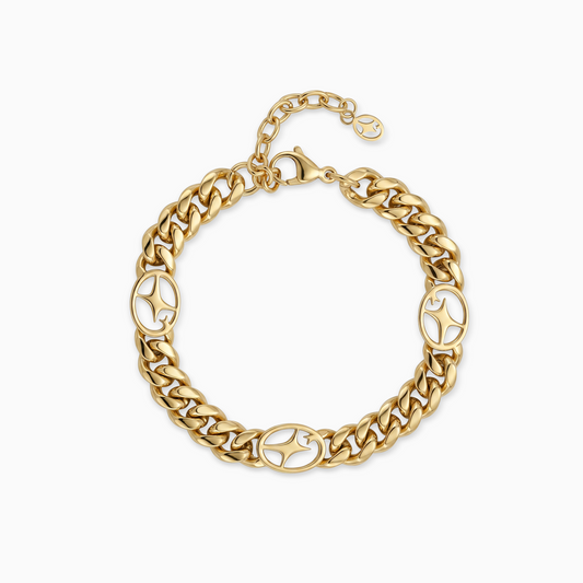 Bracelet Cuban link 8 mm Signature Doré
