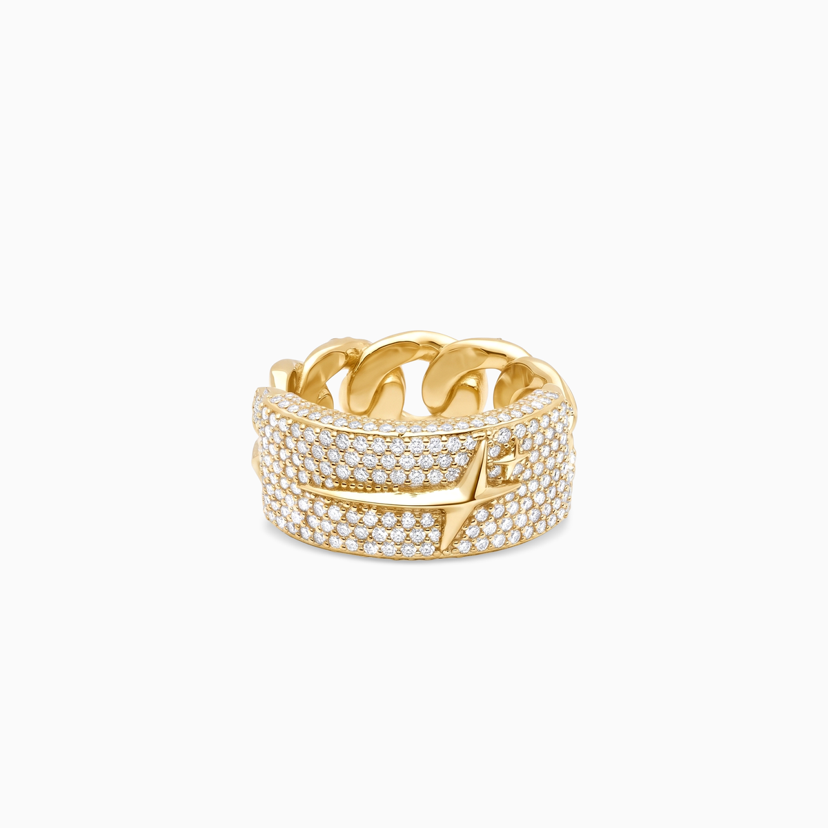 Iced Icon Cuban link Plate ring - 925 Sterling Silver / 18K Gold Plating & VVS Moissanite