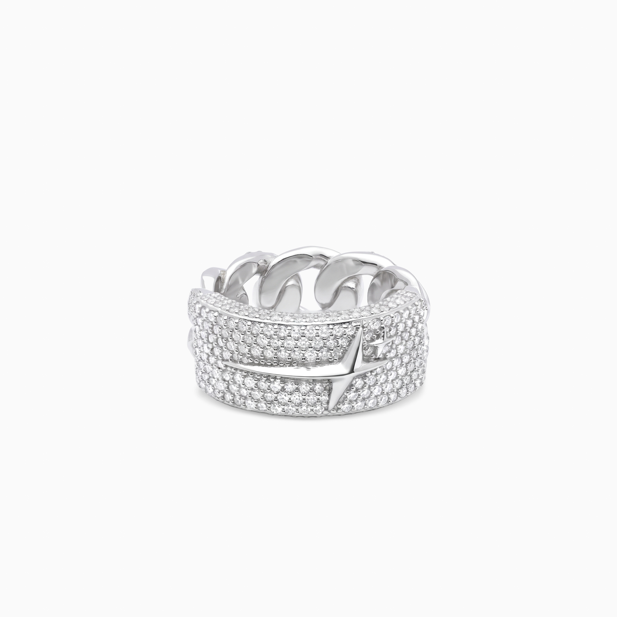 Iced Icon Cuban link Plate ring - 925 Sterling Silver / VVS Moissanite