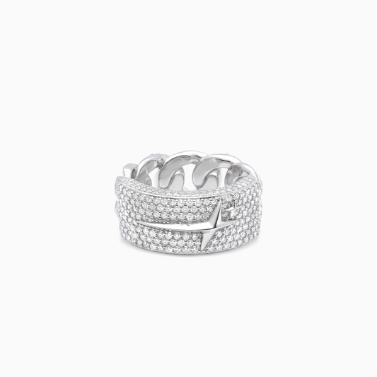 Iced Icon Cuban link Plate ring - 925 Sterling Silver / VVS Moissanite