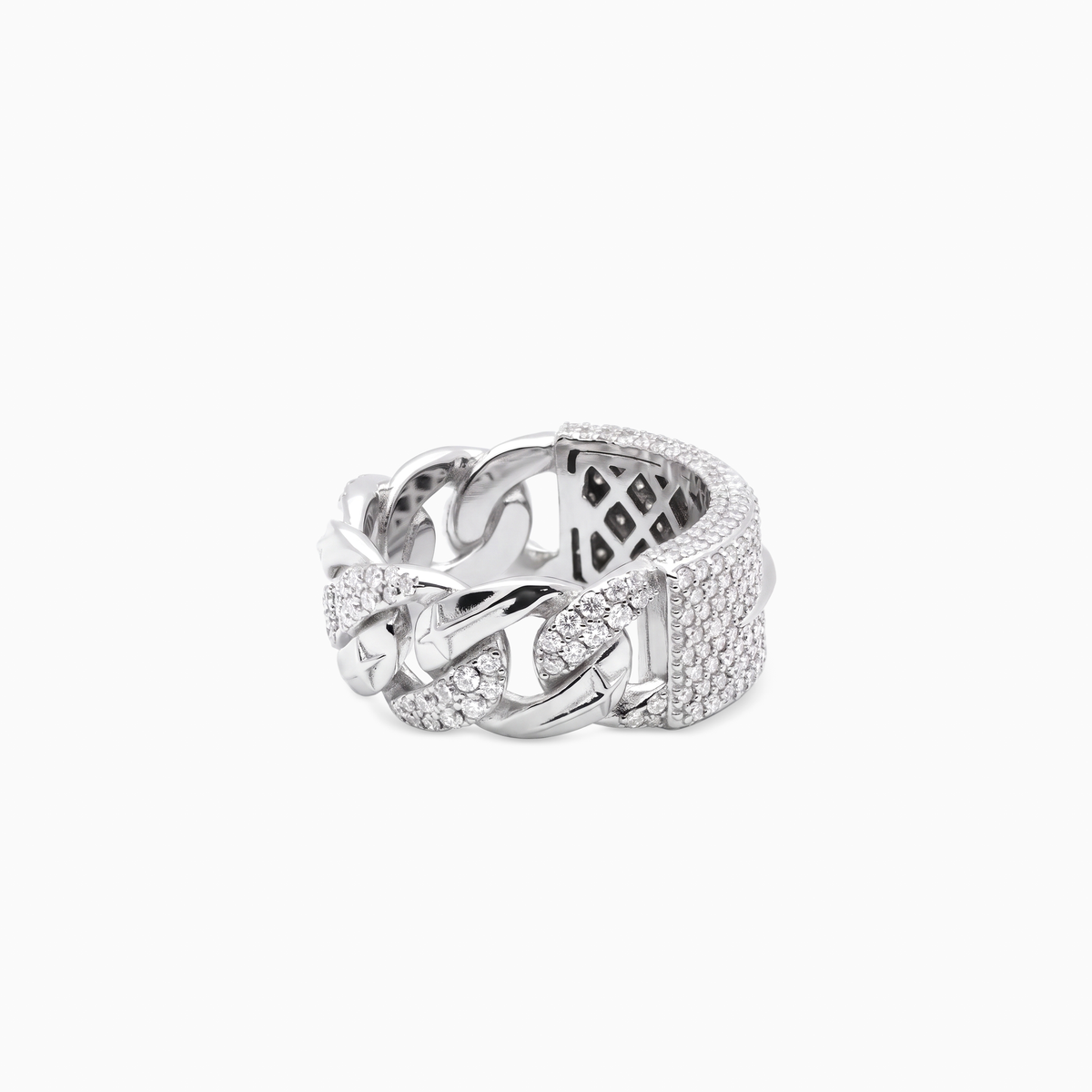 Iced Icon Cuban link Plate ring - 925 Sterling Silver / VVS Moissanite