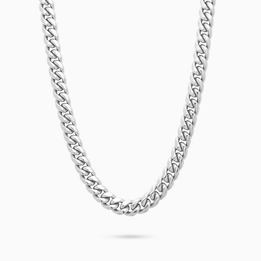 Chaîne Cuban link 8 mm argentée