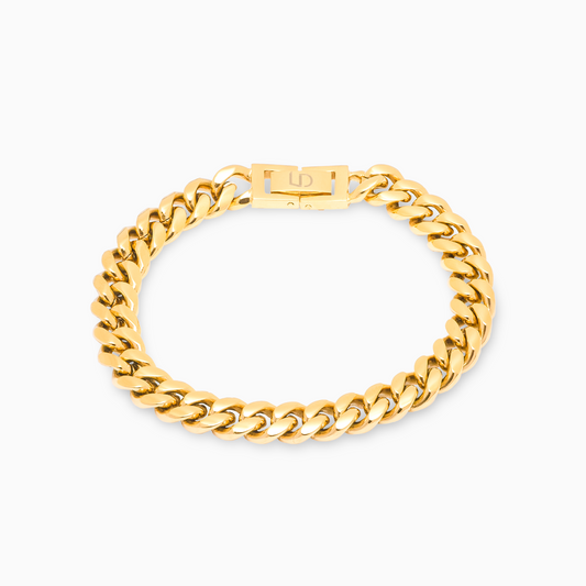 Bracelet Cuban link 8 mm doré