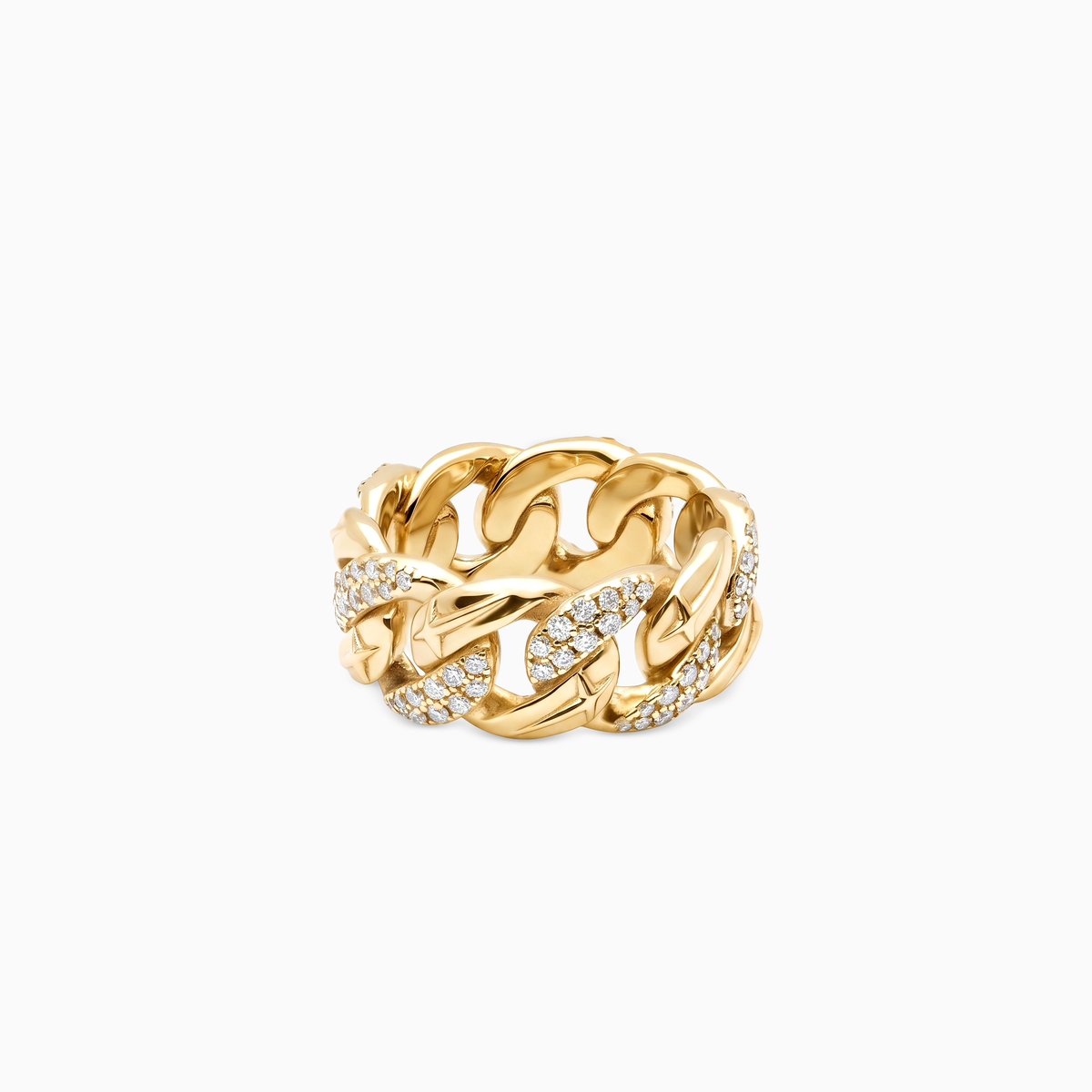 Iced Icon Cuban link ring - Argent 925 / Dorure Or jaune & Moissanite VVS