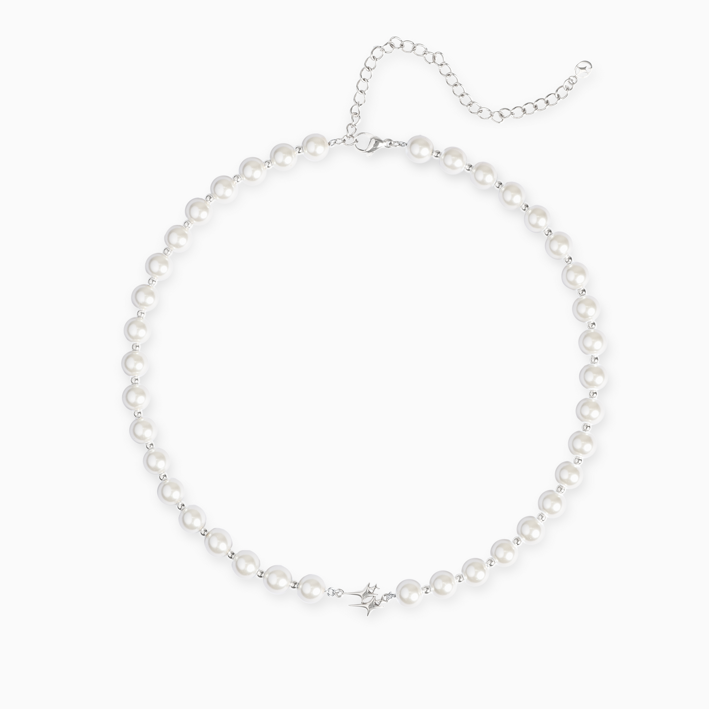 Silver Double Stars Beaded Chain