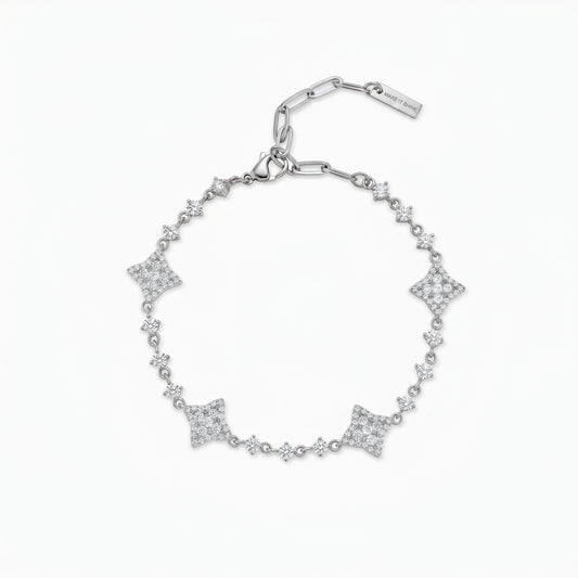Bracelet Flower Tennis Argenté - Pierres blanches