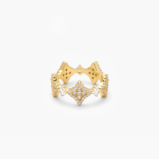 Flower tennis ring gold