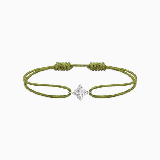 Flower cord bracelet - Khaki