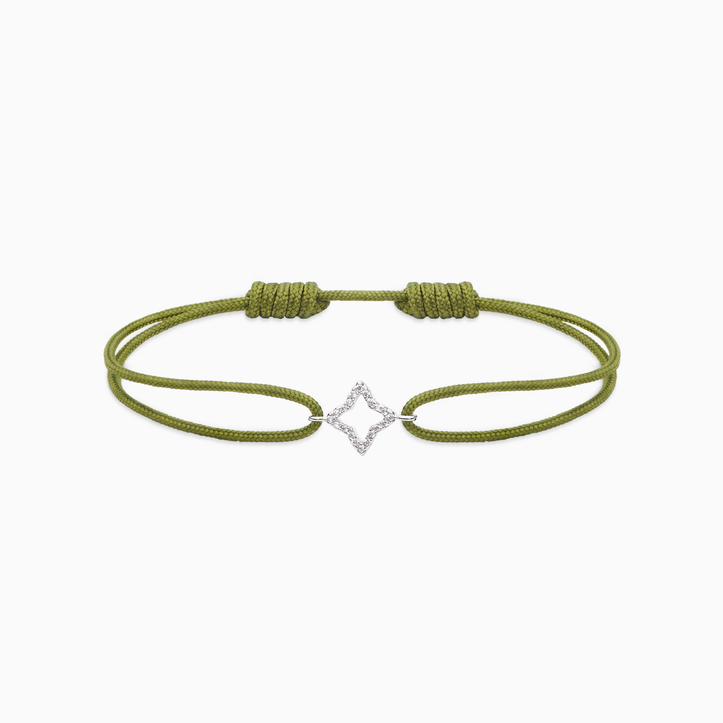 Hollow Flower cord bracelet - Khaki