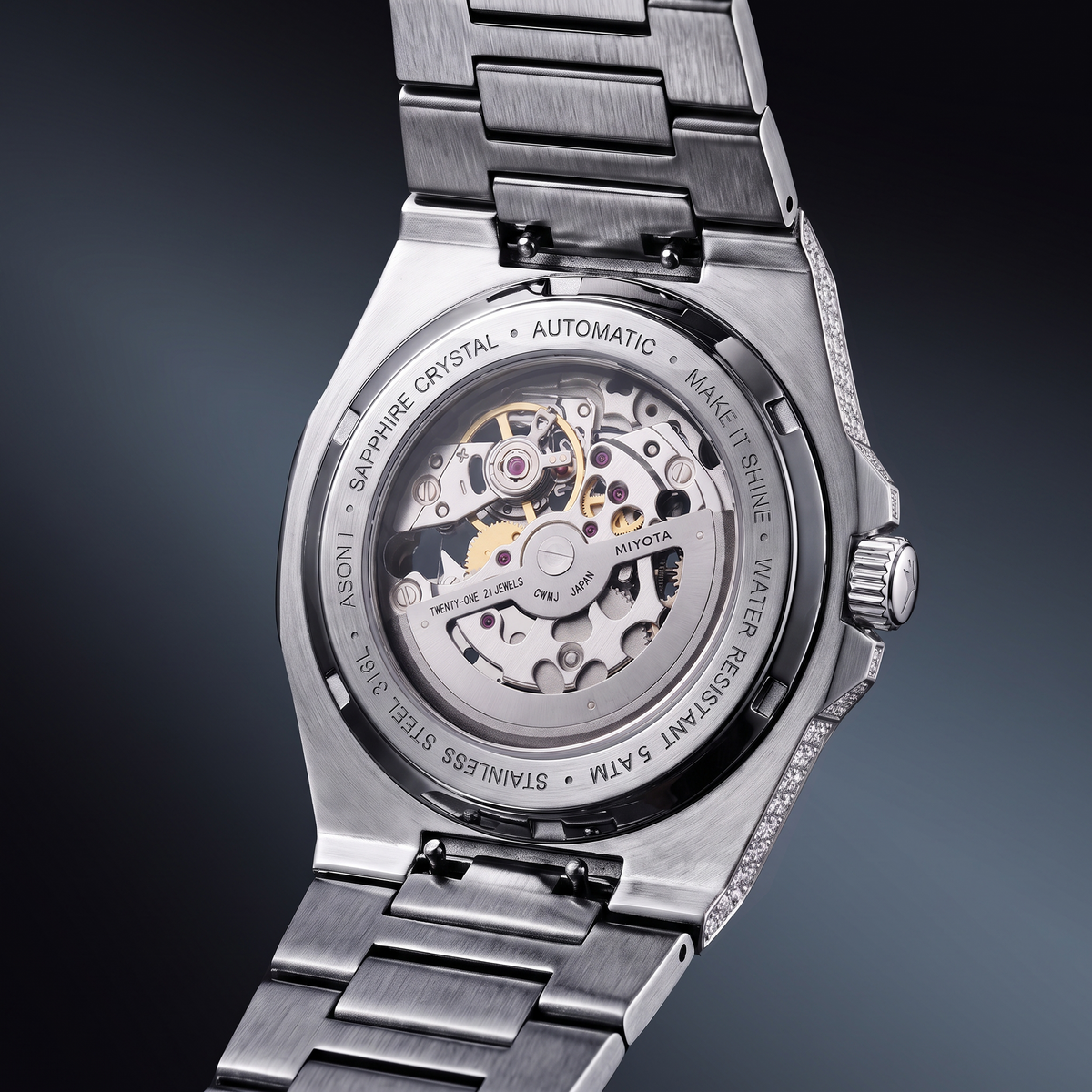 Iced ASON1 - Cadran Bleu & Bracelet Acier inoxydable 316L - Moissanite VVS