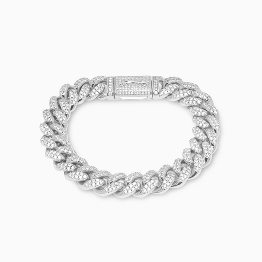 Iced Cuban link bracelet 12 mm silver