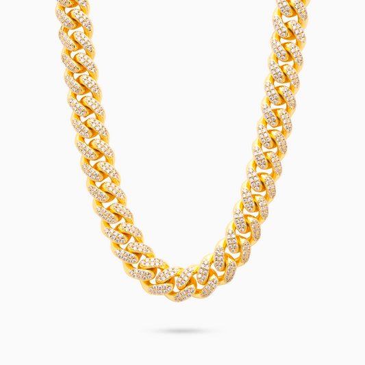 Chaîne Iced Cuban link 12 mm dorée