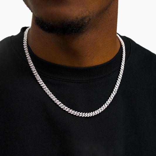 Iced Cuban link chain 5 mm silver