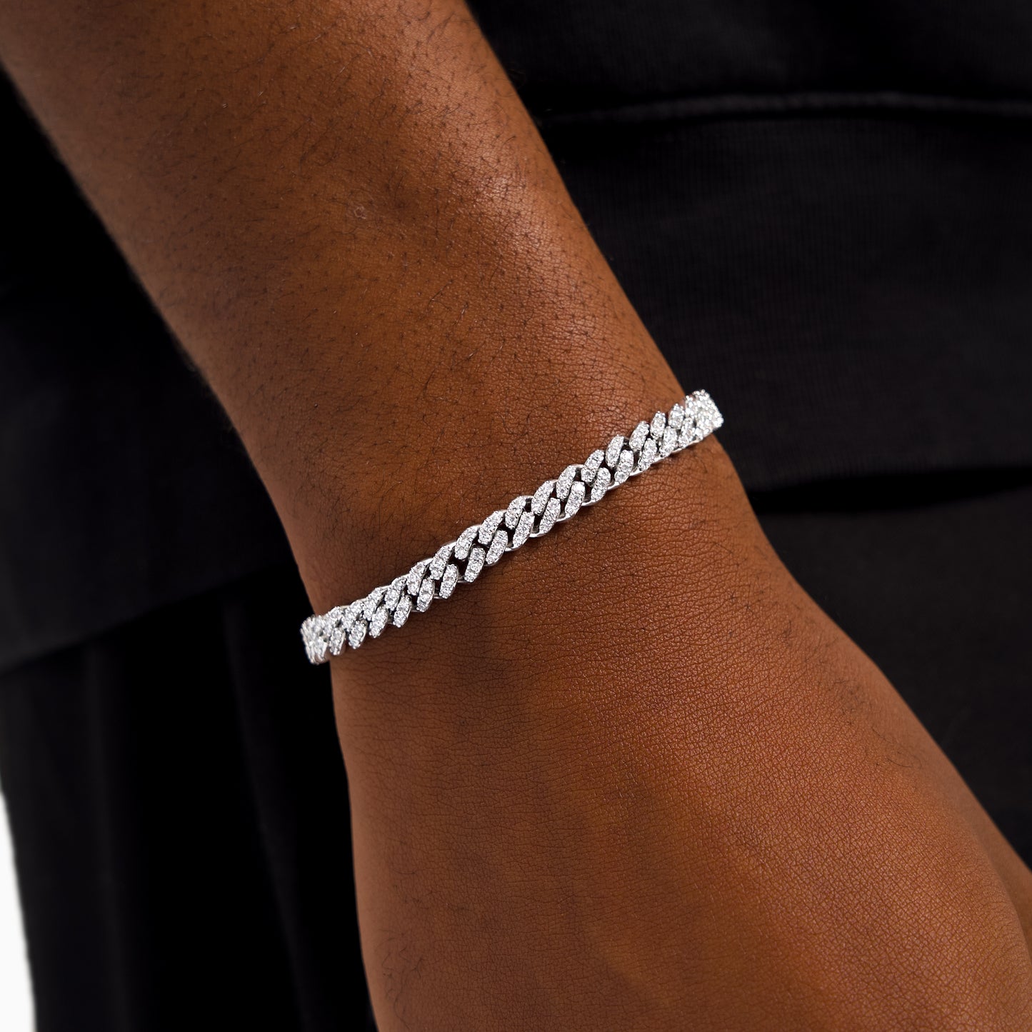 Iced Cuban link bracelet 5 mm silver