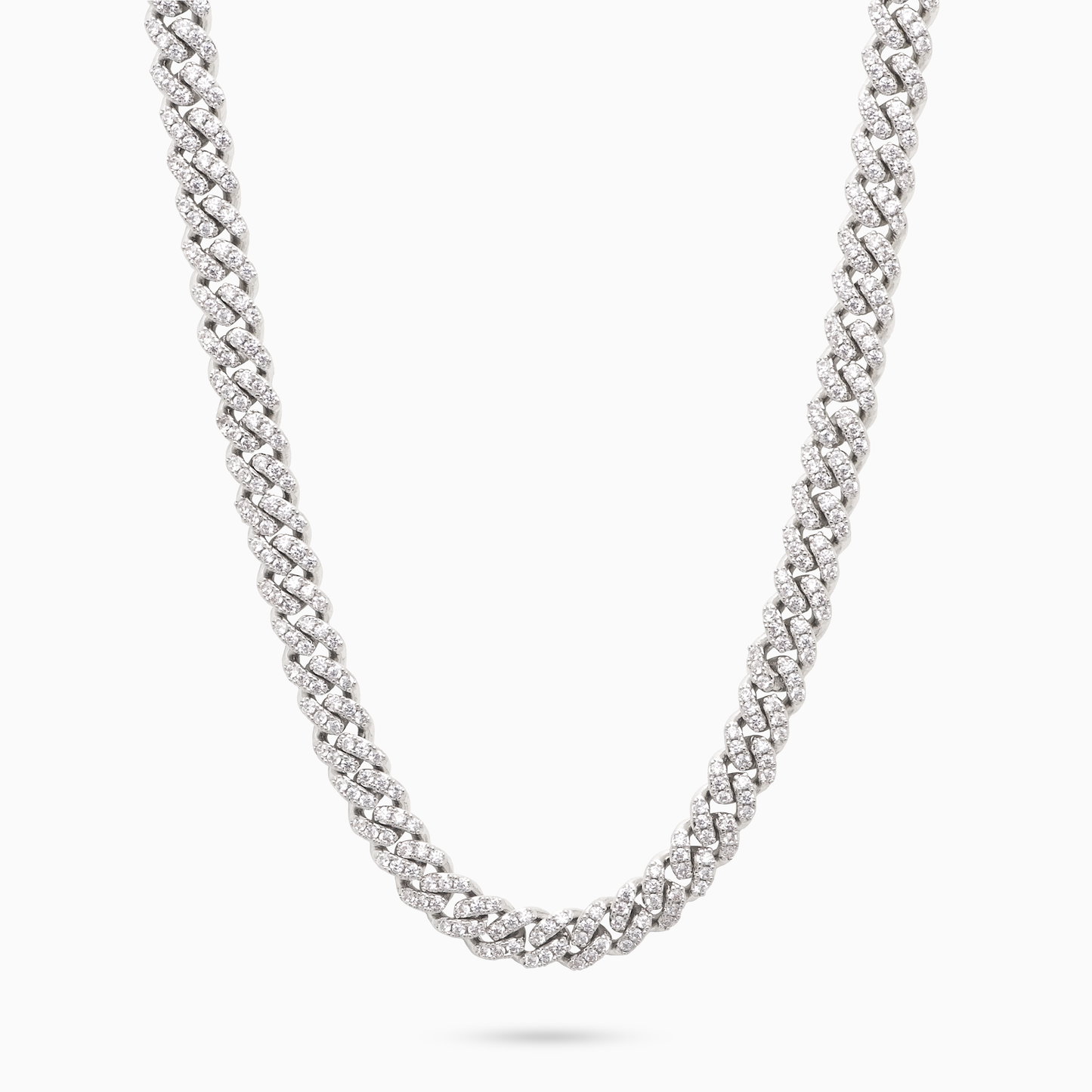 Iced Cuban link chain 5 mm silver