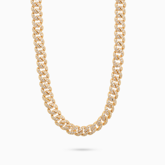 Chaîne Iced Cuban link 6,8 mm dorée