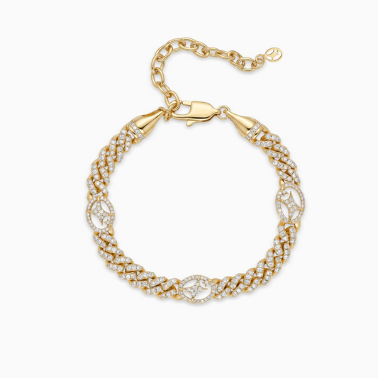Iced Cuban link Bracelet Signature 5 mm Gold